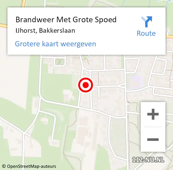 Locatie op kaart van de 112 melding: Brandweer Met Grote Spoed Naar IJhorst, Bakkerslaan op 8 oktober 2017 09:35