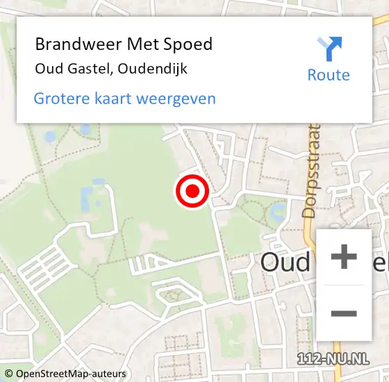 Locatie op kaart van de 112 melding: Brandweer Met Spoed Naar Oud Gastel, Oudendijk op 8 oktober 2017 09:50