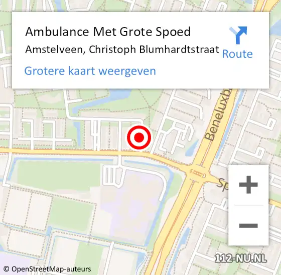 Locatie op kaart van de 112 melding: Ambulance Met Grote Spoed Naar Amstelveen, Christoph Blumhardtstraat op 8 oktober 2017 09:51