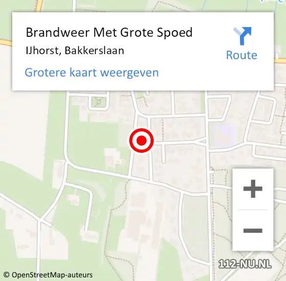 Locatie op kaart van de 112 melding: Brandweer Met Grote Spoed Naar IJhorst, Bakkerslaan op 8 oktober 2017 09:54