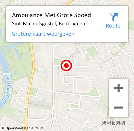 Locatie op kaart van de 112 melding: Ambulance Met Grote Spoed Naar Sint-Michielsgestel, Beatrixplein op 8 oktober 2017 10:24