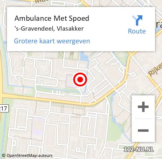 Locatie op kaart van de 112 melding: Ambulance Met Spoed Naar 's-Gravendeel, Vlasakker op 8 oktober 2017 10:42