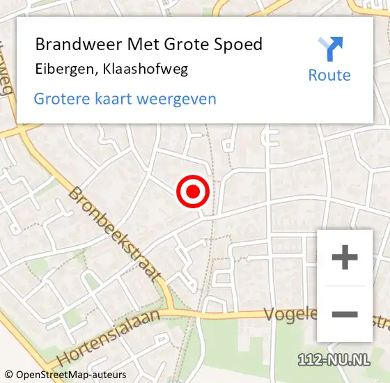 Locatie op kaart van de 112 melding: Brandweer Met Grote Spoed Naar Eibergen, Klaashofweg op 8 oktober 2017 11:35
