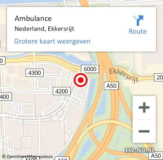 Locatie op kaart van de 112 melding: Ambulance Nederland, Ekkersrijt op 8 oktober 2017 11:43