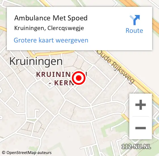 Locatie op kaart van de 112 melding: Ambulance Met Spoed Naar Kruiningen, Clercqswegje op 8 oktober 2017 12:33