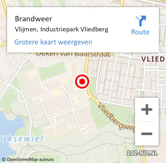 Locatie op kaart van de 112 melding: Brandweer Vlijmen, Industriepark Vliedberg op 3 februari 2014 15:22