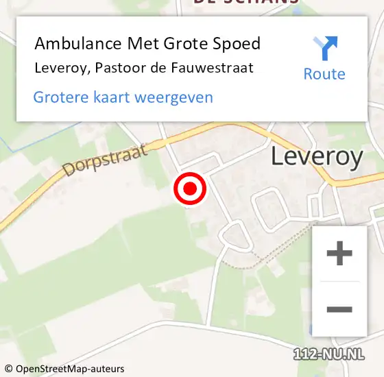 Locatie op kaart van de 112 melding: Ambulance Met Grote Spoed Naar Leveroy, Pastoor de Fauwestraat op 8 oktober 2017 12:49