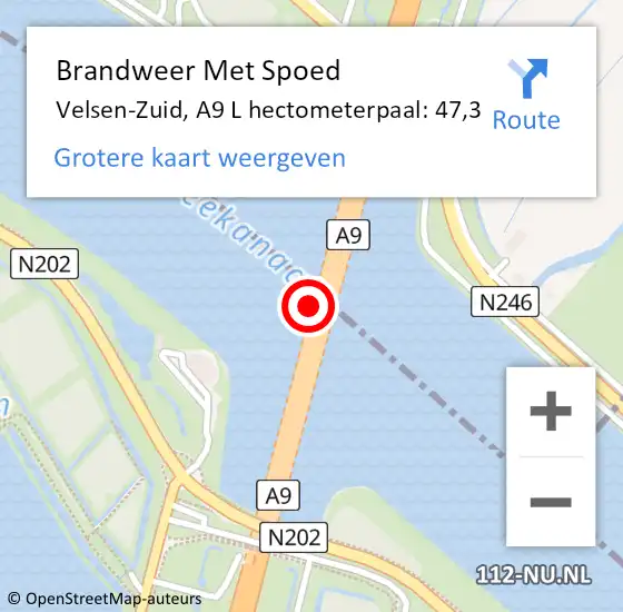 Locatie op kaart van de 112 melding: Brandweer Met Spoed Naar Velsen-Zuid, A9 L hectometerpaal: 47,3 op 8 oktober 2017 12:54