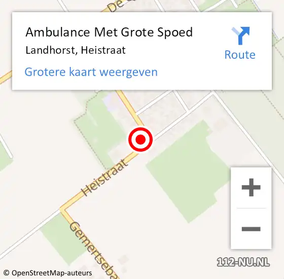 Locatie op kaart van de 112 melding: Ambulance Met Grote Spoed Naar Landhorst, Heistraat op 8 oktober 2017 12:59