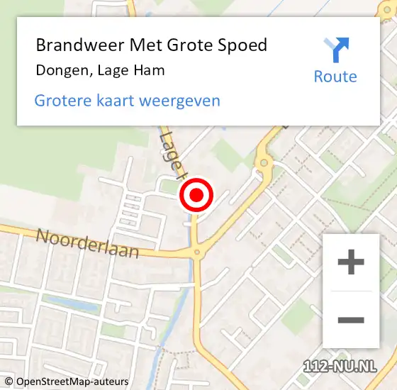 Locatie op kaart van de 112 melding: Brandweer Met Grote Spoed Naar Dongen, Lage Ham op 8 oktober 2017 14:28