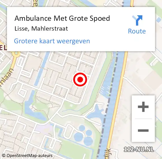 Locatie op kaart van de 112 melding: Ambulance Met Grote Spoed Naar Lisse, Mahlerstraat op 8 oktober 2017 14:39