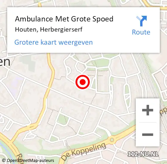 Locatie op kaart van de 112 melding: Ambulance Met Grote Spoed Naar Houten, Herbergierserf op 8 oktober 2017 14:55