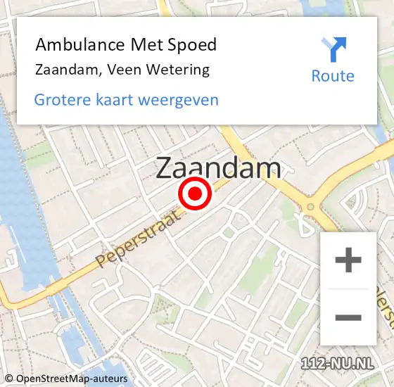 Locatie op kaart van de 112 melding: Ambulance Met Spoed Naar Zaandam op 8 oktober 2017 16:12