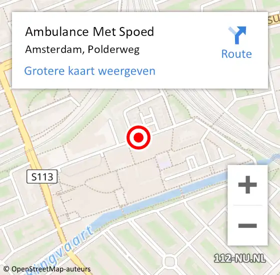 Locatie op kaart van de 112 melding: Ambulance Met Spoed Naar Amsterdam, Polderweg op 8 oktober 2017 16:12