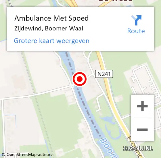 Locatie op kaart van de 112 melding: Ambulance Met Spoed Naar Zijdewind, Boomer Waal op 8 oktober 2017 16:40