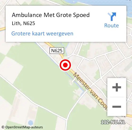 Locatie op kaart van de 112 melding: Ambulance Met Grote Spoed Naar Lith, N625 op 8 oktober 2017 16:57