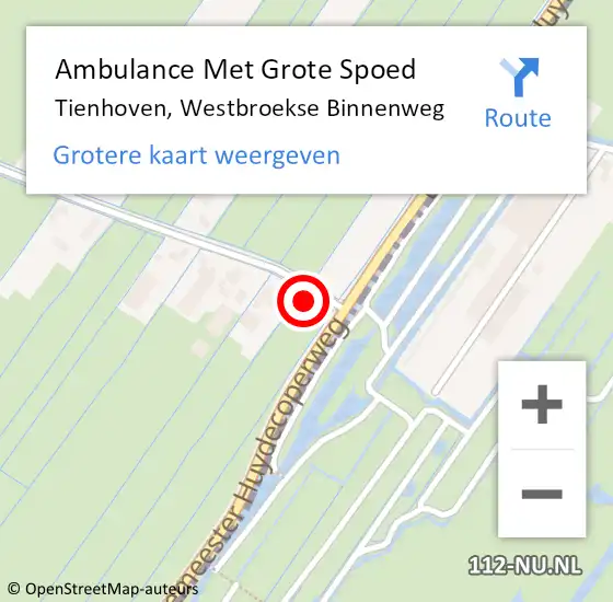 Locatie op kaart van de 112 melding: Ambulance Met Grote Spoed Naar Tienhoven, Westbroekse Binnenweg op 8 oktober 2017 18:14