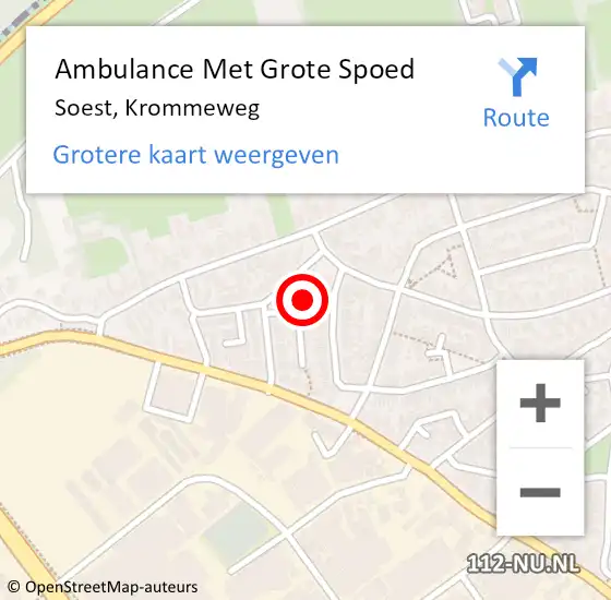 Locatie op kaart van de 112 melding: Ambulance Met Grote Spoed Naar Soest, Krommeweg op 8 oktober 2017 18:23