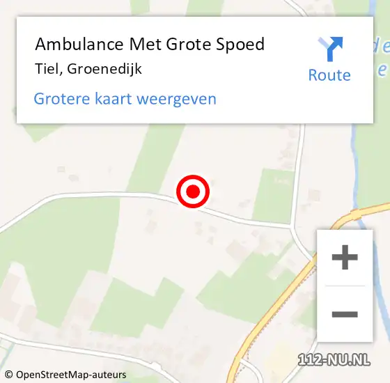 Locatie op kaart van de 112 melding: Ambulance Met Grote Spoed Naar Tiel, Groenedijk op 8 oktober 2017 18:26