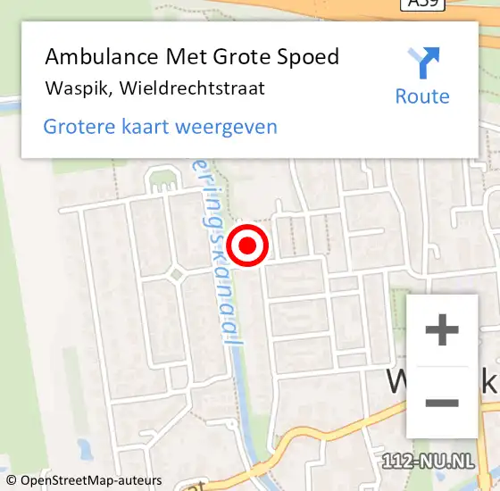 Locatie op kaart van de 112 melding: Ambulance Met Grote Spoed Naar Waspik, Wieldrechtstraat op 8 oktober 2017 18:40