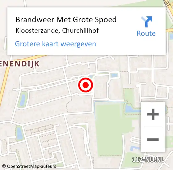 Locatie op kaart van de 112 melding: Brandweer Met Grote Spoed Naar Kloosterzande, Churchillhof op 8 oktober 2017 18:52