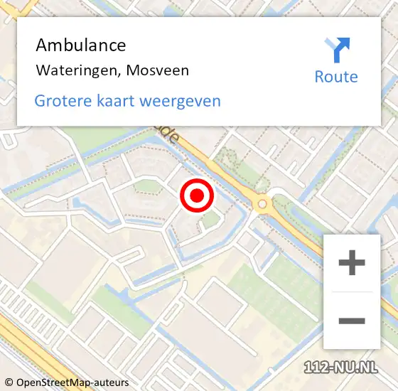 Locatie op kaart van de 112 melding: Ambulance Wateringen, Mosveen op 8 oktober 2017 18:54