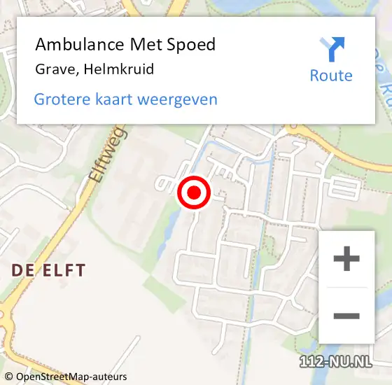 Locatie op kaart van de 112 melding: Ambulance Met Spoed Naar Grave, Helmkruid op 8 oktober 2017 18:57