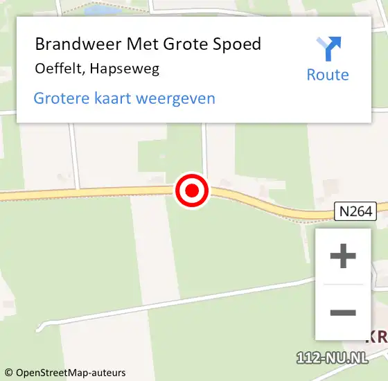 Locatie op kaart van de 112 melding: Brandweer Met Grote Spoed Naar Oeffelt, Hapseweg op 8 oktober 2017 19:08