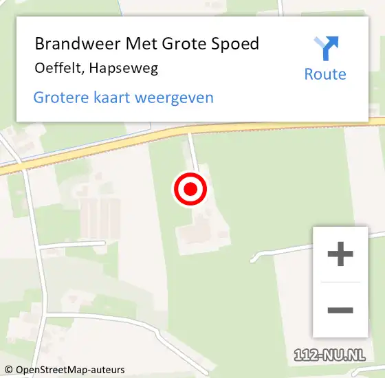 Locatie op kaart van de 112 melding: Brandweer Met Grote Spoed Naar Oeffelt, Hapseweg op 8 oktober 2017 19:10