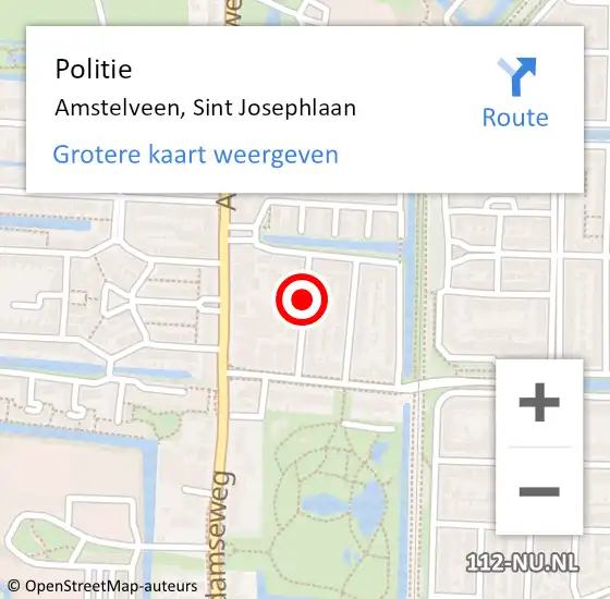 Locatie op kaart van de 112 melding: Politie Amstelveen, Sint Josephlaan op 8 oktober 2017 19:18