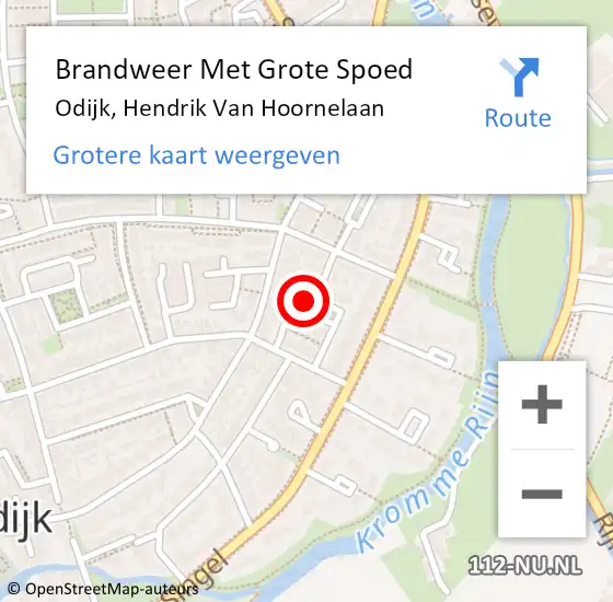 Locatie op kaart van de 112 melding: Brandweer Met Grote Spoed Naar Odijk, Hendrik Van Hoornelaan op 8 oktober 2017 19:57