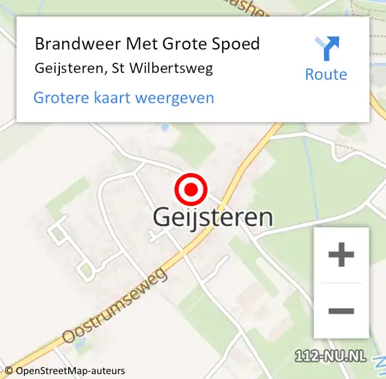 Locatie op kaart van de 112 melding: Brandweer Met Grote Spoed Naar Geijsteren, St Wilbertsweg op 8 oktober 2017 19:57