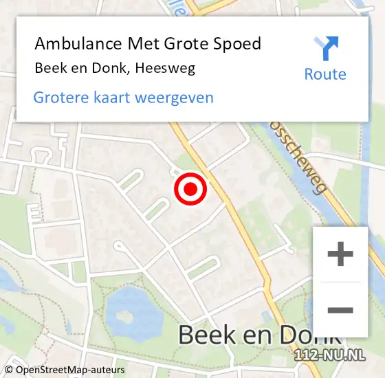 Locatie op kaart van de 112 melding: Ambulance Met Grote Spoed Naar Beek en Donk, Heesweg op 8 oktober 2017 20:00