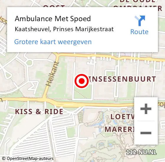 Locatie op kaart van de 112 melding: Ambulance Met Spoed Naar Kaatsheuvel, Prinses Marijkestraat op 8 oktober 2017 20:37