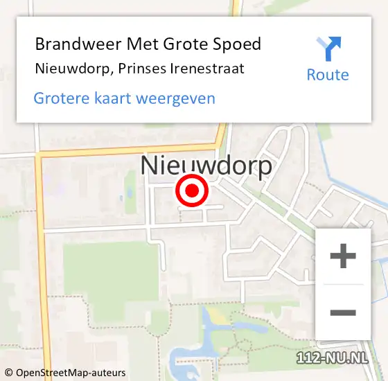 Locatie op kaart van de 112 melding: Brandweer Met Grote Spoed Naar Nieuwdorp, Prinses Irenestraat op 8 oktober 2017 21:08