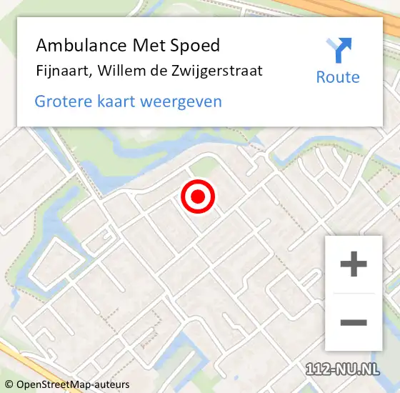 Locatie op kaart van de 112 melding: Ambulance Met Spoed Naar Fijnaart, Willem de Zwijgerstraat op 8 oktober 2017 21:16