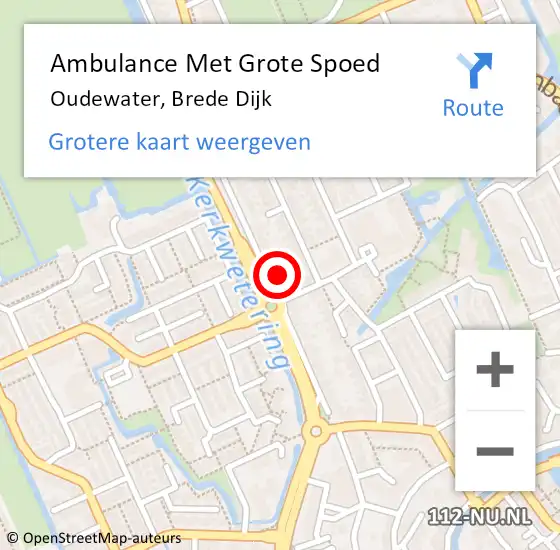 Locatie op kaart van de 112 melding: Ambulance Met Grote Spoed Naar Oudewater, Brede Dijk op 8 oktober 2017 21:36