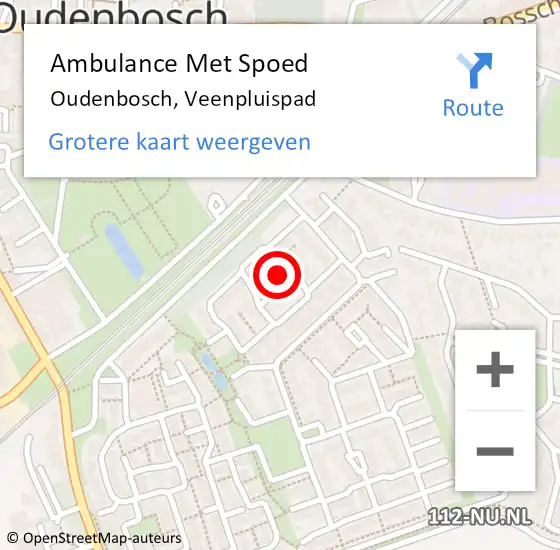 Locatie op kaart van de 112 melding: Ambulance Met Spoed Naar Oudenbosch, Veenpluispad op 8 oktober 2017 21:52