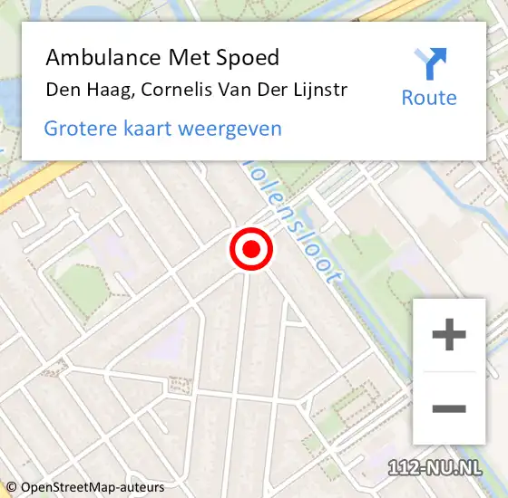 Locatie op kaart van de 112 melding: Ambulance Met Spoed Naar Den Haag, Cornelis Van Der Lijnstr op 8 oktober 2017 22:00