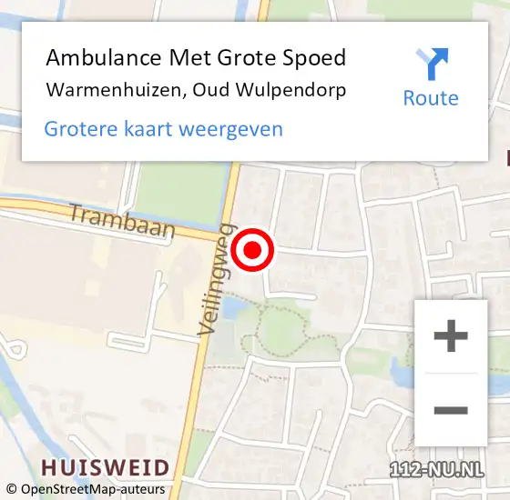 Locatie op kaart van de 112 melding: Ambulance Met Grote Spoed Naar Warmenhuizen, Oud Wulpendorp op 8 oktober 2017 22:10