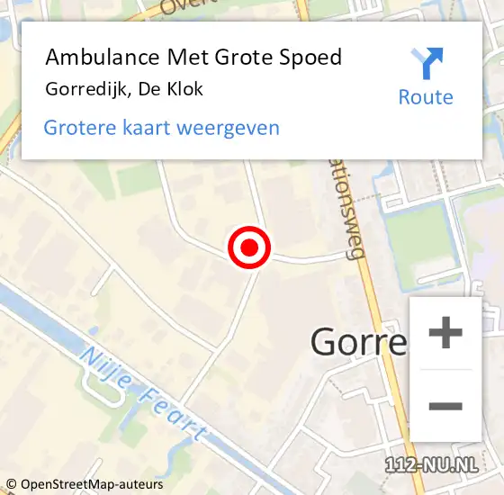 Locatie op kaart van de 112 melding: Ambulance Met Grote Spoed Naar Gorredijk, De Klok op 8 oktober 2017 22:10