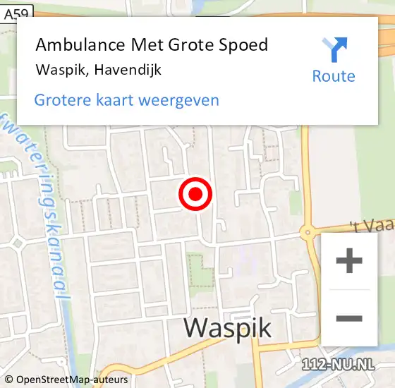Locatie op kaart van de 112 melding: Ambulance Met Grote Spoed Naar Waspik, Havendijk op 8 oktober 2017 22:36