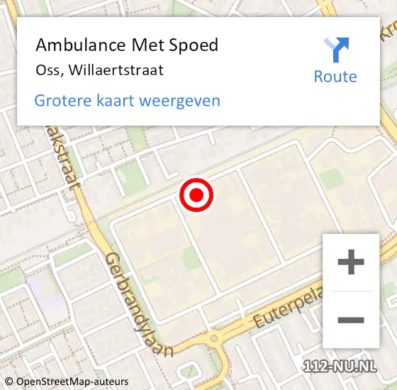 Locatie op kaart van de 112 melding: Ambulance Met Spoed Naar Oss, Willaertstraat op 8 oktober 2017 22:54