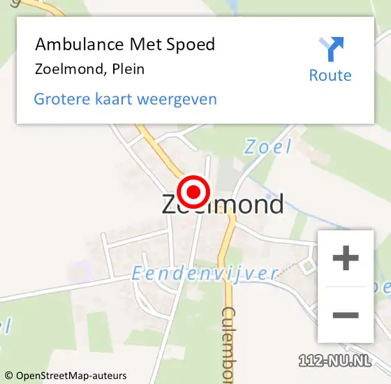 Locatie op kaart van de 112 melding: Ambulance Met Spoed Naar Zoelmond, Plein op 8 oktober 2017 23:05