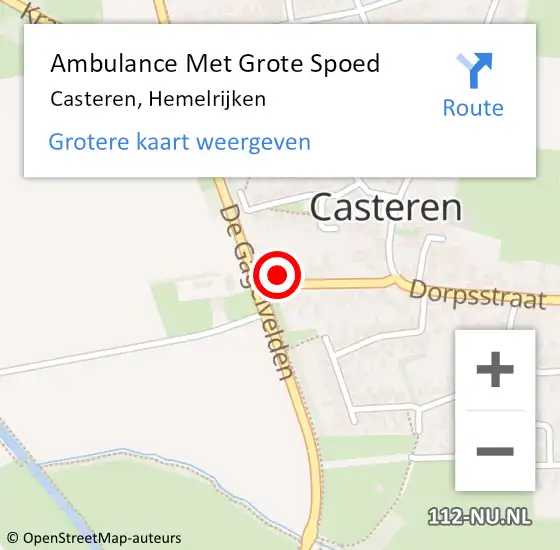 Locatie op kaart van de 112 melding: Ambulance Met Grote Spoed Naar Casteren, Hemelrijken op 8 oktober 2017 23:22