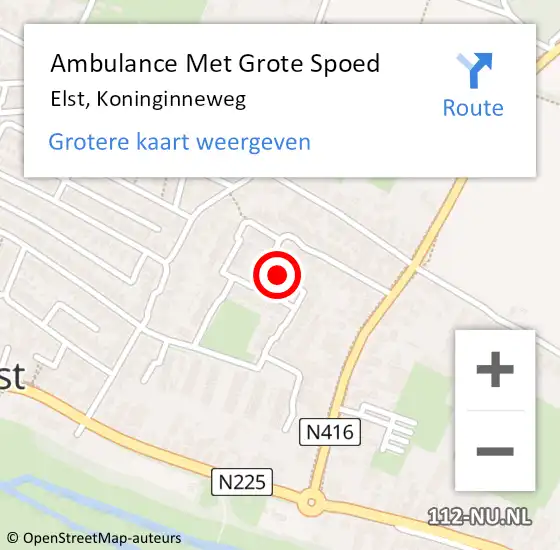 Locatie op kaart van de 112 melding: Ambulance Met Grote Spoed Naar Elst, Koninginneweg op 8 oktober 2017 23:25