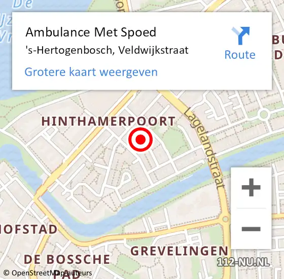 Locatie op kaart van de 112 melding: Ambulance Met Spoed Naar 's-Hertogenbosch, Veldwijkstraat op 8 oktober 2017 23:29