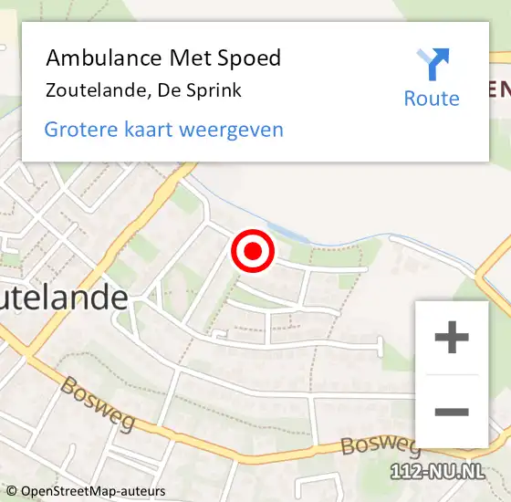 Locatie op kaart van de 112 melding: Ambulance Met Spoed Naar Zoutelande, De Sprink op 9 oktober 2017 00:12
