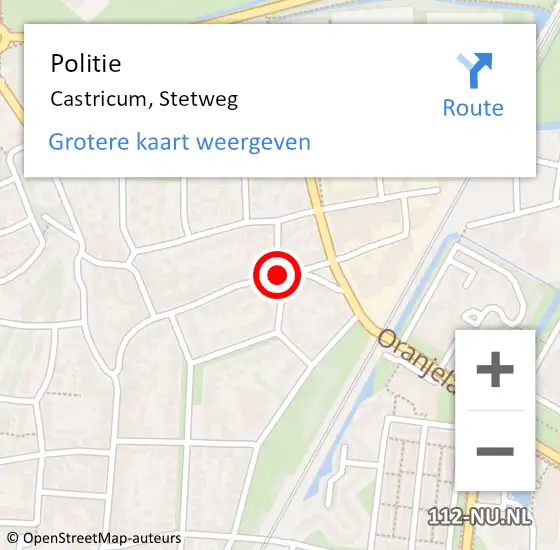 Locatie op kaart van de 112 melding: Politie Castricum, Stetweg op 9 oktober 2017 00:59