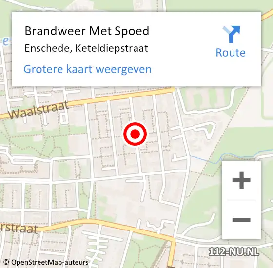 Locatie op kaart van de 112 melding: Brandweer Met Spoed Naar Enschede, Keteldiepstraat op 9 oktober 2017 01:56